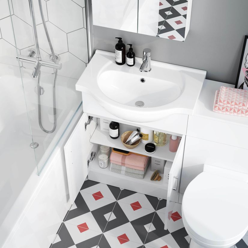 Quartz Gloss White Basin Vanity and Back To Wall Toilet Unit 1150mm