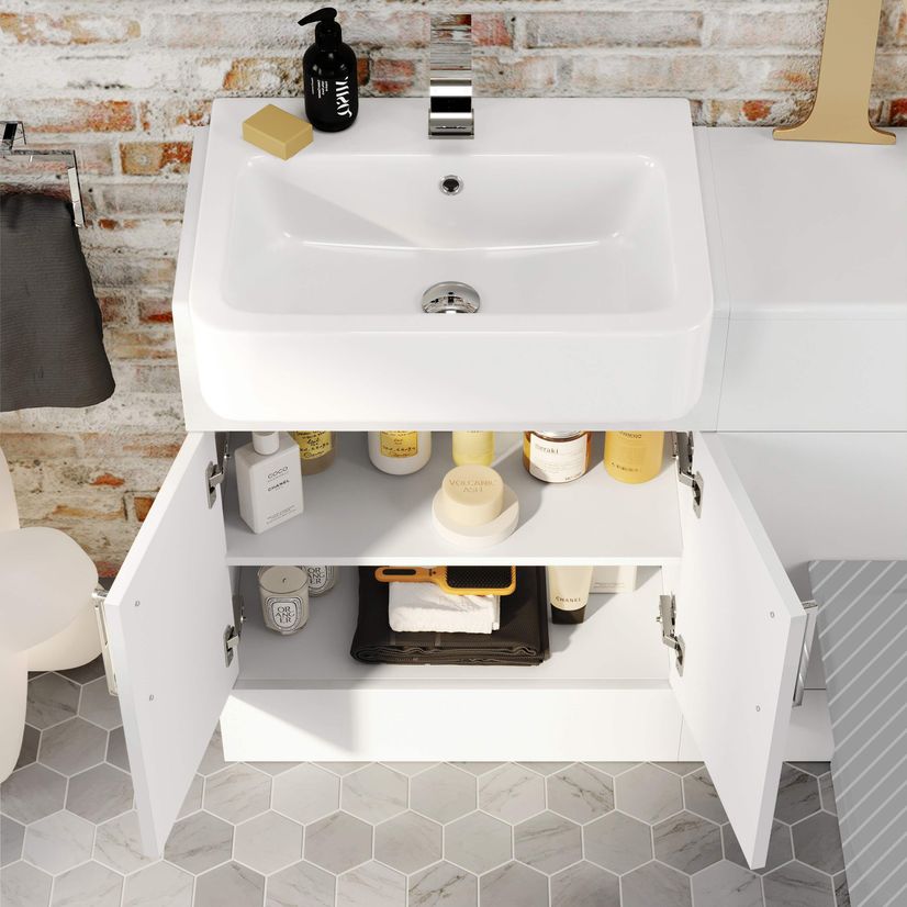 Harper Gloss White Basin Vanity and Back To Wall Toilet Unit 1200mm