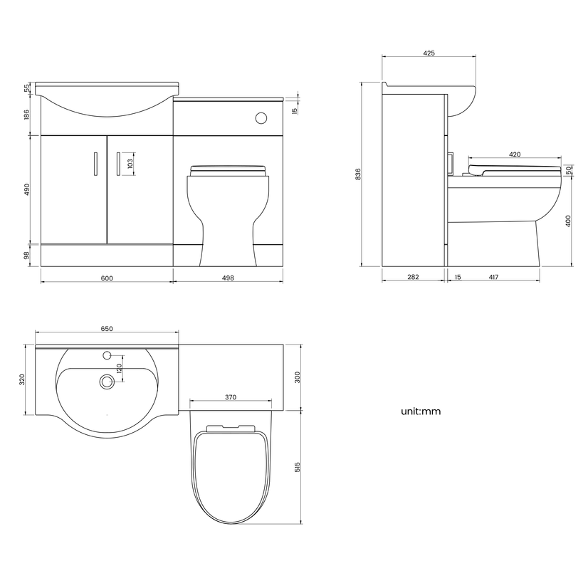 Quartz Stone Grey Combination Vanity Basin and Seattle Toilet 1150mm
