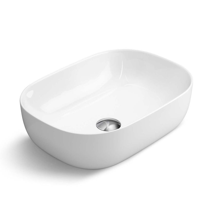 Avon Gloss White Vanity Drawer with Marble Top & Curved Counter Top Basin 600mm