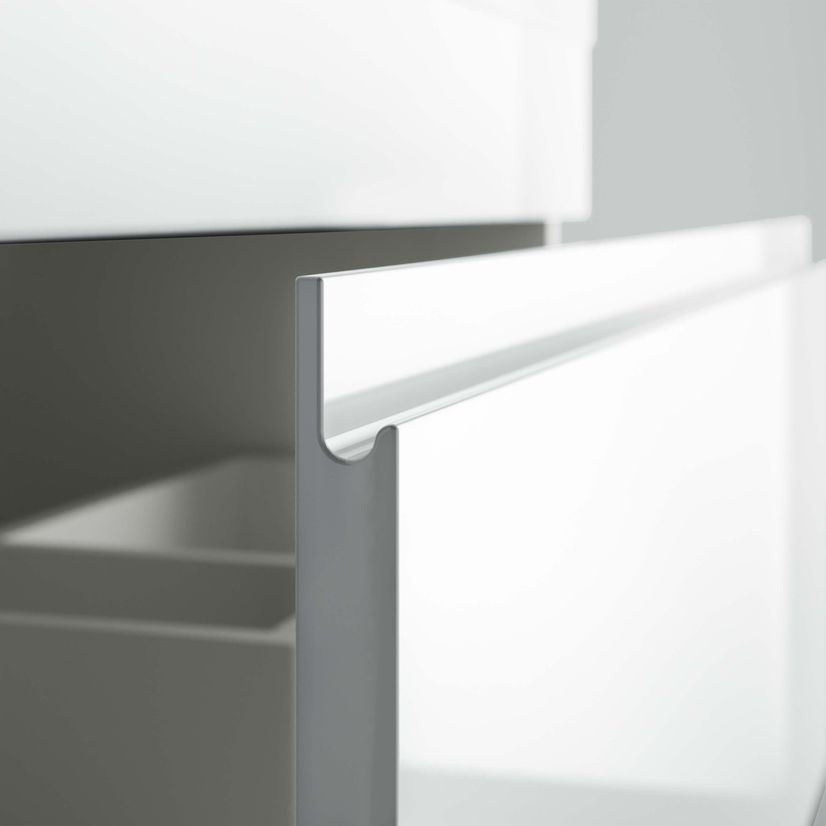 Trent Gloss White Vanity Drawer with Marble Top & Curved Counter Top Basin 800mm