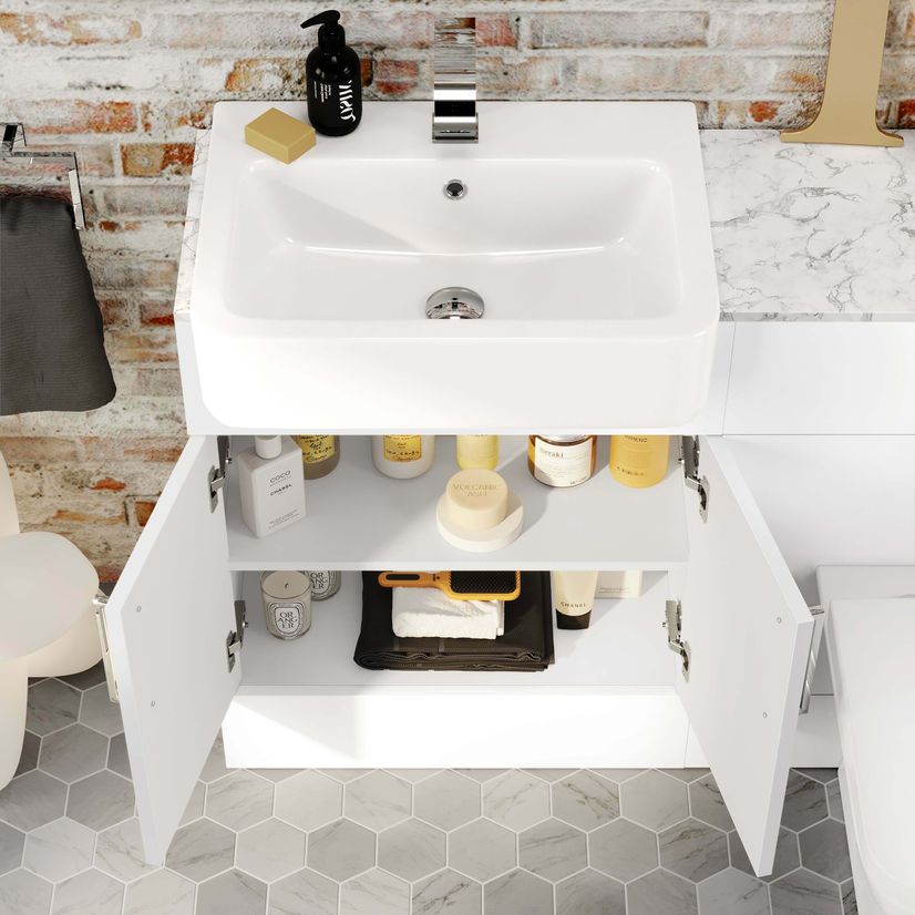 Harper Gloss White Combination Vanity Basin with Marble Top & Atlanta Toilet 1200mm