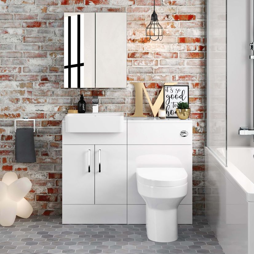 Harper Gloss White Combination Vanity Basin & Denver Toilet 1000mm