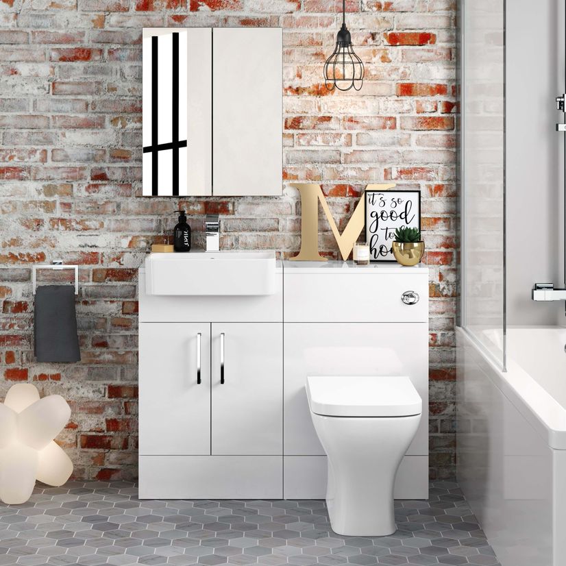 Harper Gloss White Combination Vanity Basin & Atlanta Toilet 1000mm