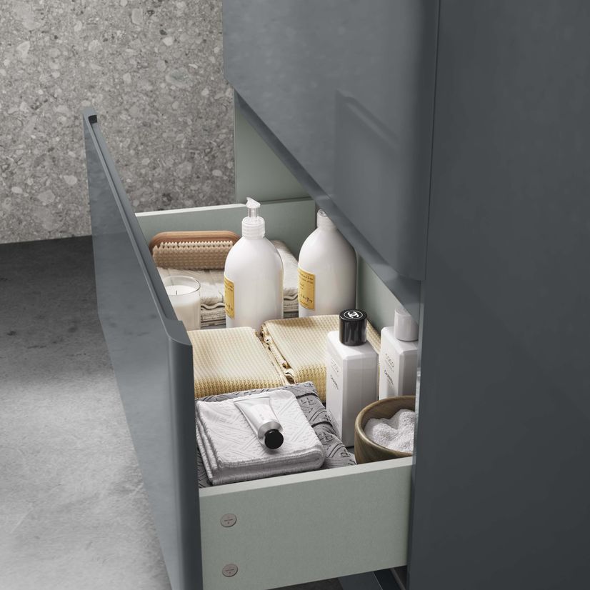 Corsica Storm Grey Vanity Drawer with Marble Top & Curved Counter Top Basin 800mm