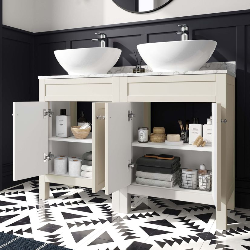Bermuda Chalk White Vanity with Marble Top & Oval Counter Top Basin 1200mm