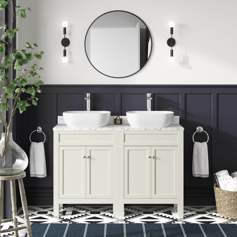 Bermuda Chalk White with Marble Top & Curved Counter Top Basin 1200mm