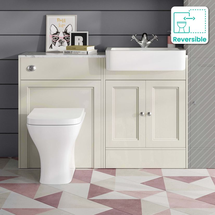 Monaco Chalk White Combination Vanity Basin with Marble Top & Atlanta Toilet 1200mm