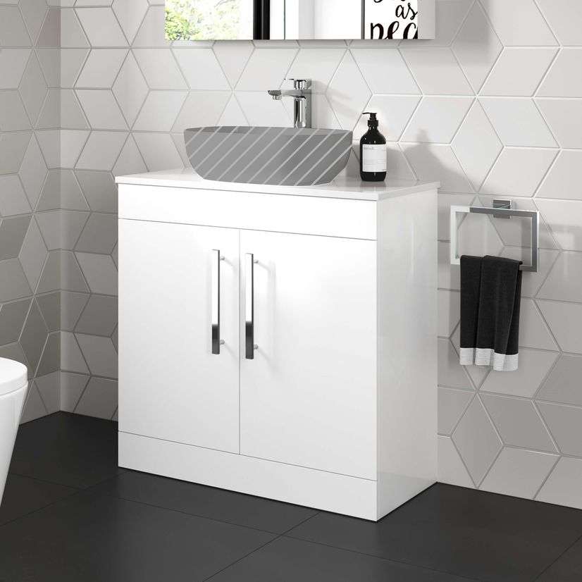 Avon Gloss White Cabinet 800mm - Excludes Counter Top Basin