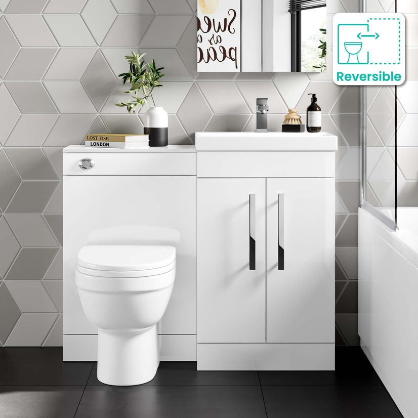 Avon Gloss White Combination Vanity Basin and Seattle Toilet 1000mm
