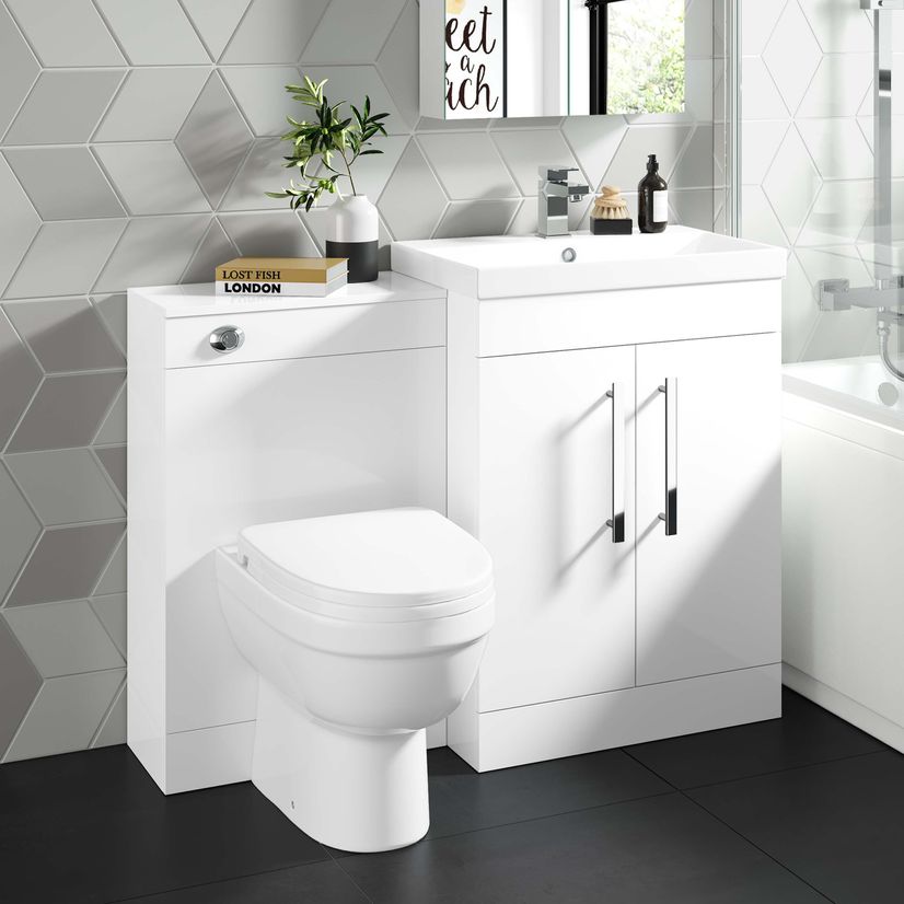 Avon Gloss White Combination Vanity Basin and Seattle Toilet 1100mm