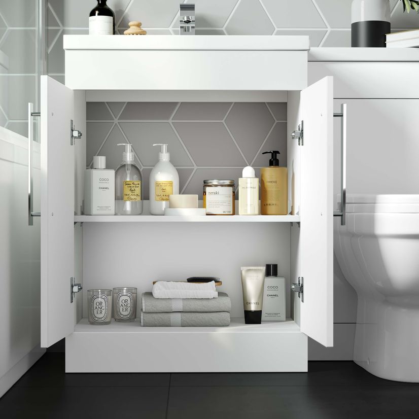 Avon Gloss White Combination Vanity Basin and Seattle Toilet 1100mm - Left Handed
