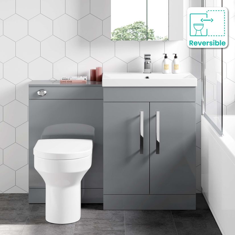 Avon Stone Grey Combination Vanity Basin and Denver Toilet 1100mm