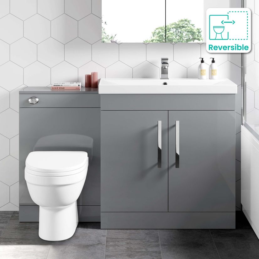 Avon Stone Grey Combination Vanity Basin and Seattle Toilet 1300mm