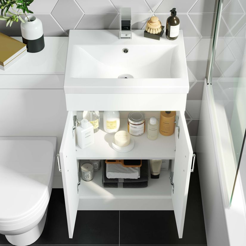 Mersey Gloss White Combination Vanity Basin and Seattle Toilet 1000mm