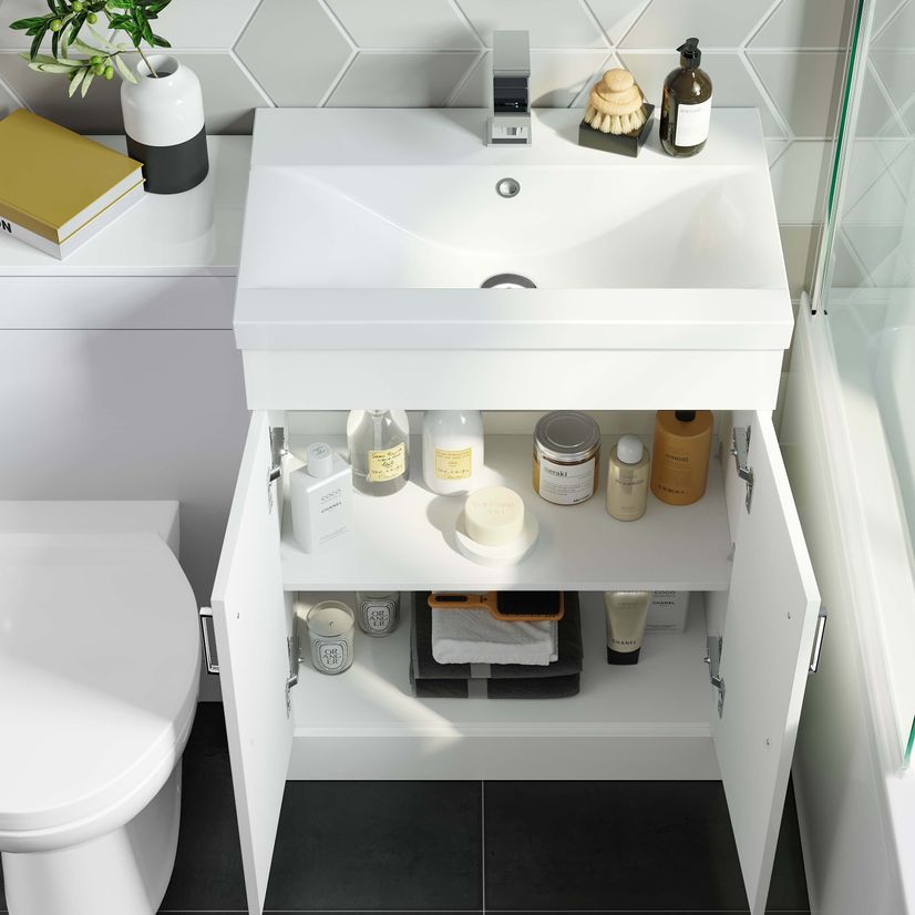 Mersey Gloss White Combination Vanity Basin and Austin Toilet 1100mm