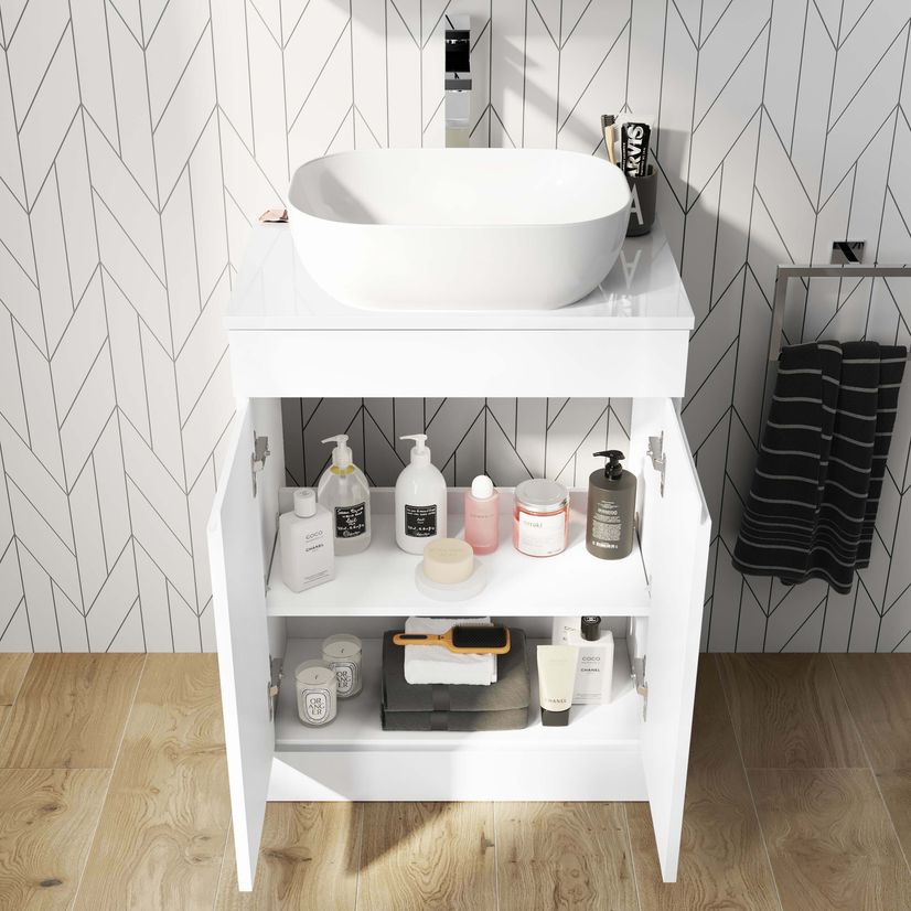 Trent Gloss White Cabinet 600mm - Excludes Counter Top Basin