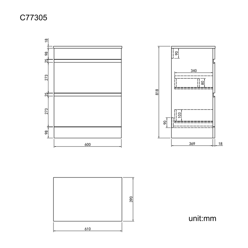 Trent Gloss White Drawer 600mm - Excludes Counter Top Basin