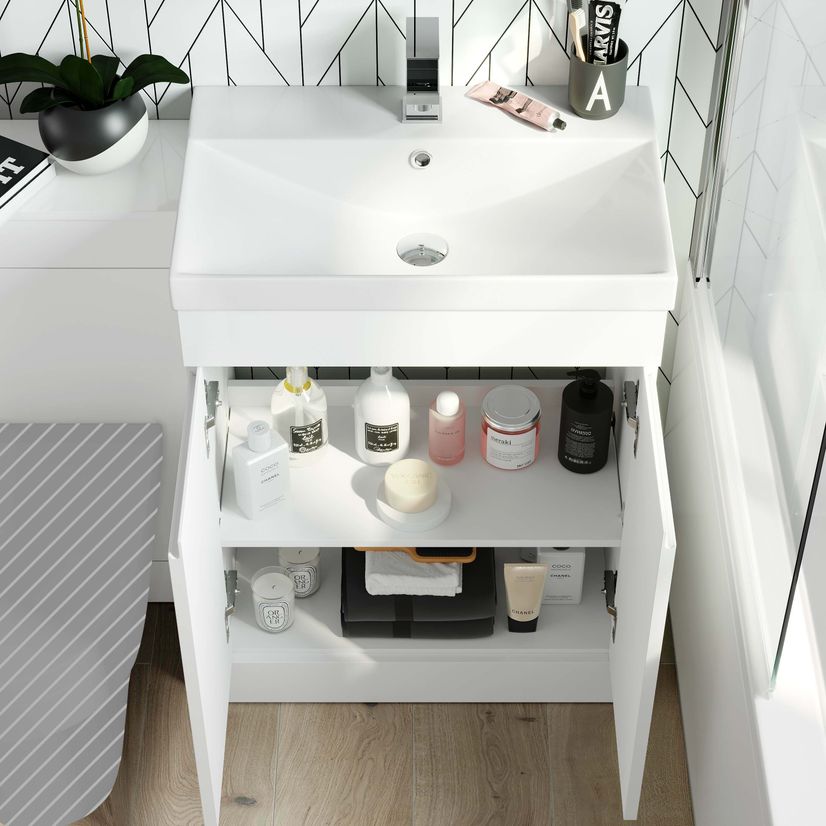 Trent Gloss White Basin Vanity and Back To Wall Unit 1100mm