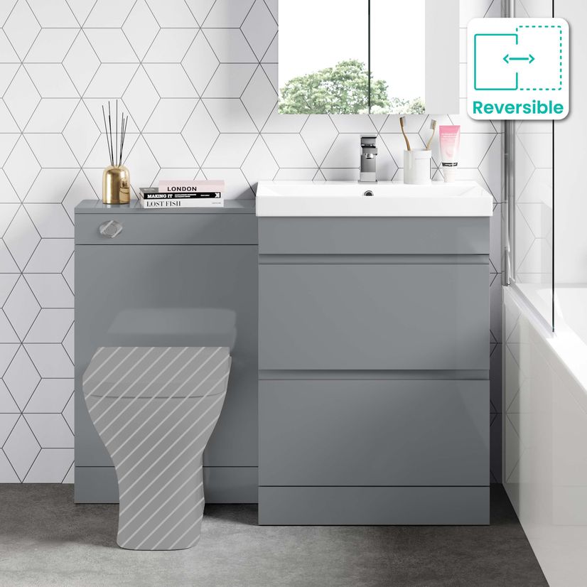 Trent Stone Grey Basin Vanity Drawer and Back To Wall Unit 1100mm
