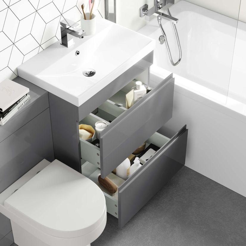 Trent Stone Grey Combination Basin Drawer and Denver Toilet 1100mm