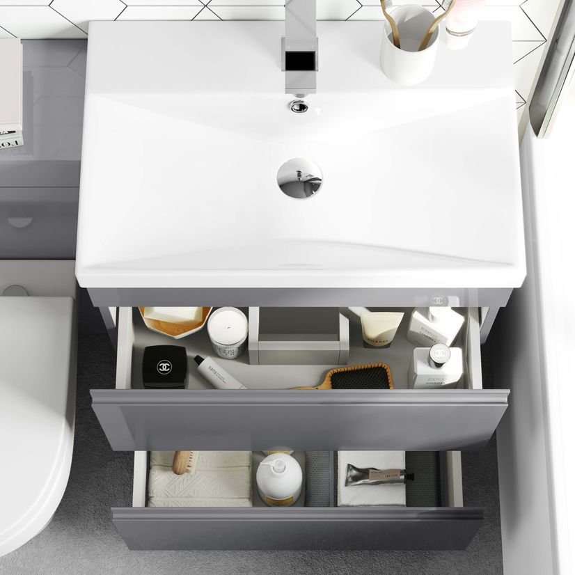 Trent Stone Grey Combination Basin Drawer and Denver Toilet 1100mm