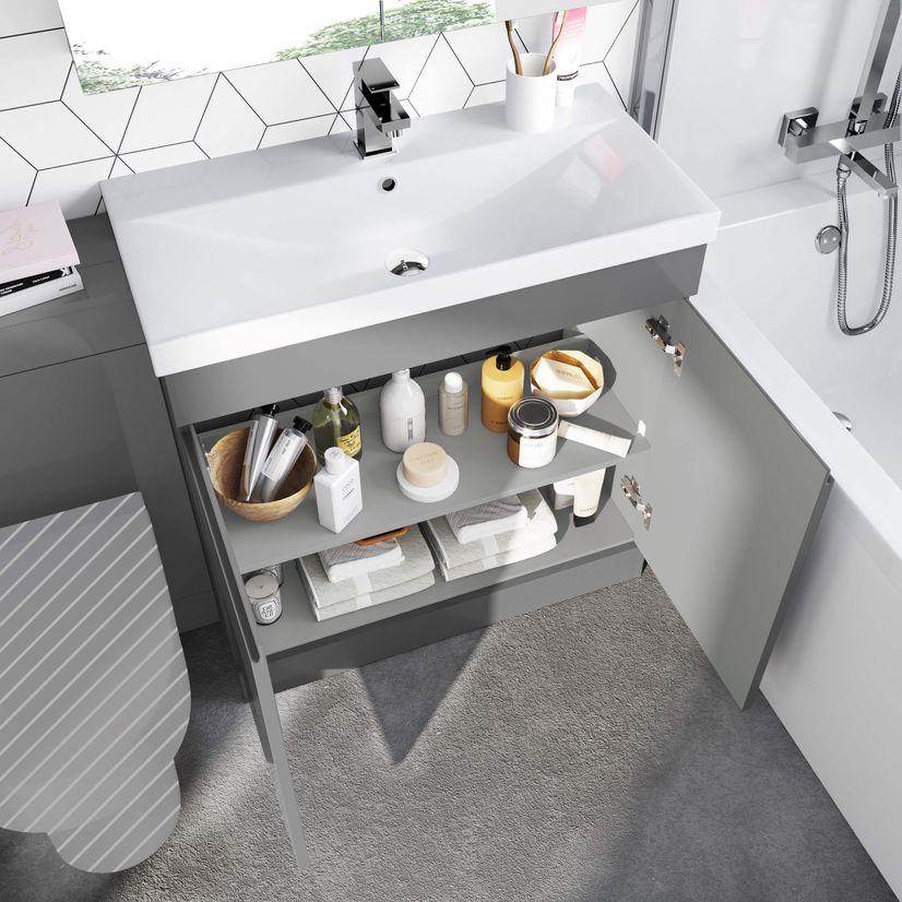 Trent Stone Grey Basin Vanity and Back To Wall Unit 1300mm