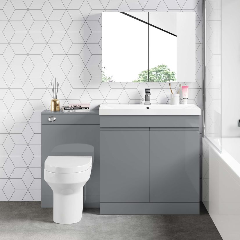 Trent Stone Grey Combination Vanity Basin and Denver Toilet 1300mm