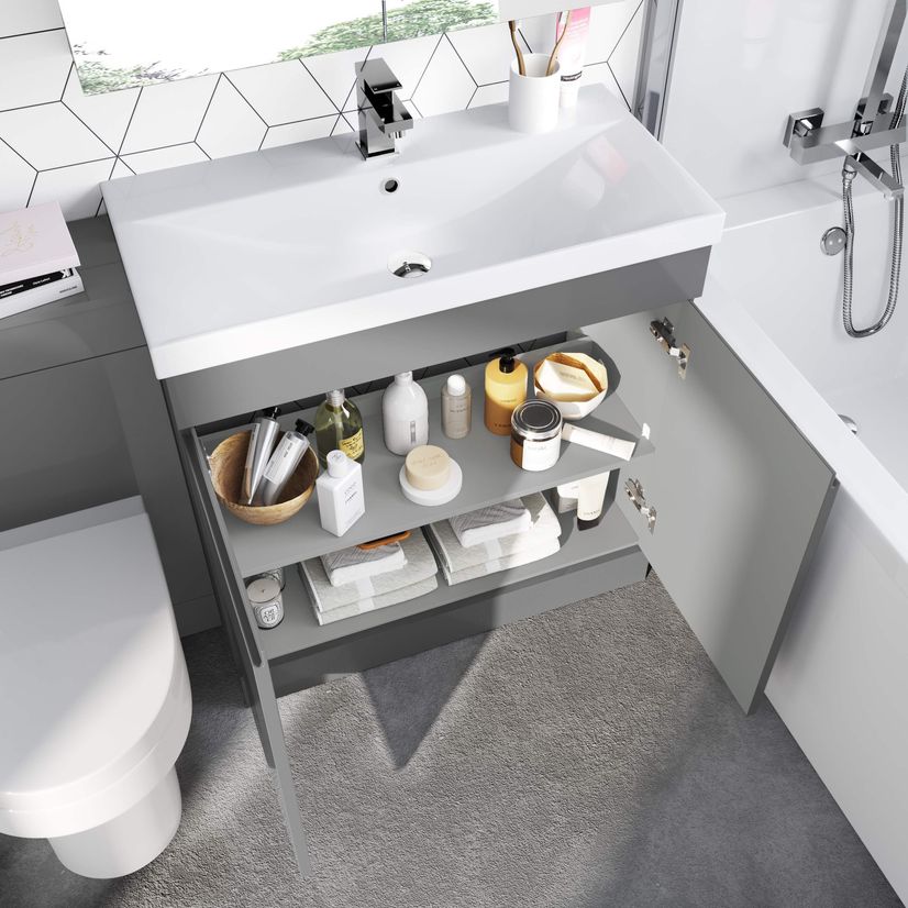 Trent Stone Grey Combination Vanity Basin and Denver Toilet 1300mm