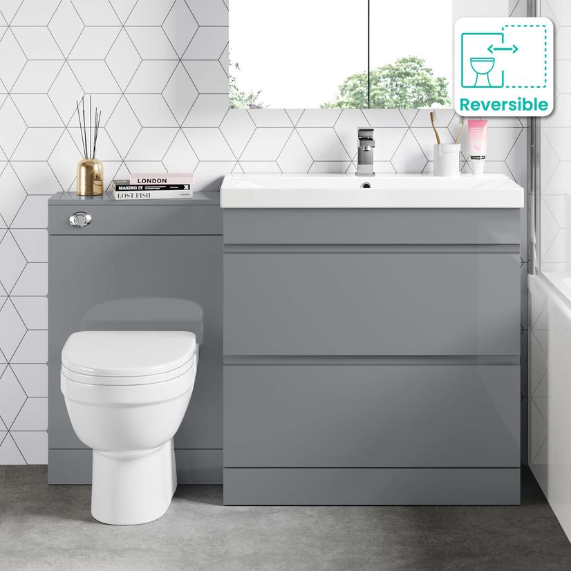 Trent Stone Grey Combination Basin Drawer and Seattle Toilet 1300mm
