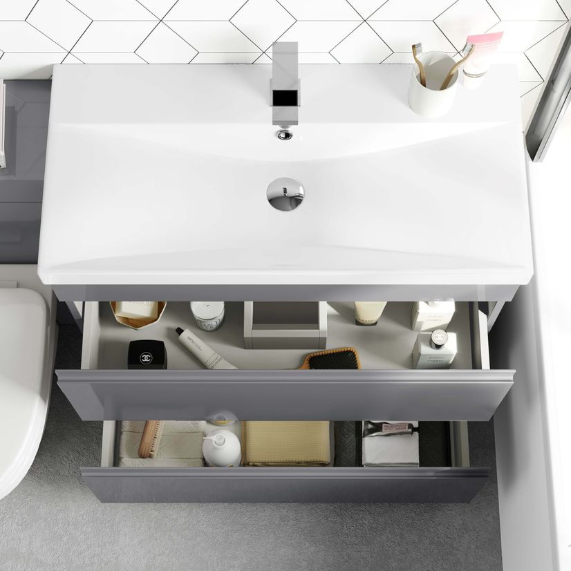 Trent Stone Grey Combination Basin Drawer and Seattle Toilet 1300mm