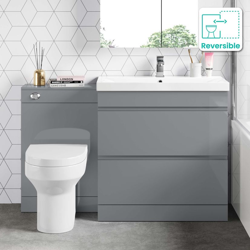 Trent Stone Grey Combination Basin Drawer and Denver Toilet 1300mm