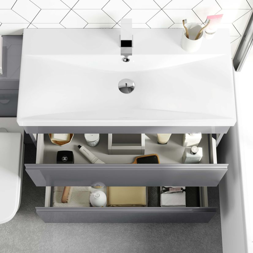 Trent Stone Grey Combination Basin Drawer and Atlanta Toilet 1300mm