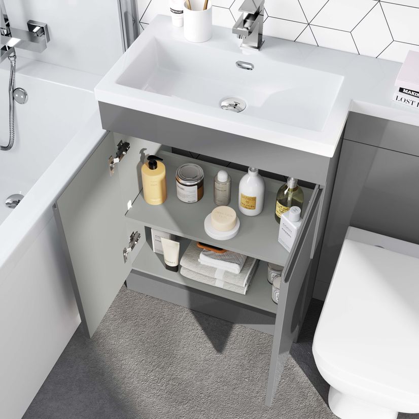 Trent Stone Grey Combination Vanity Basin and Atlanta Toilet 1100mm - Left Handed