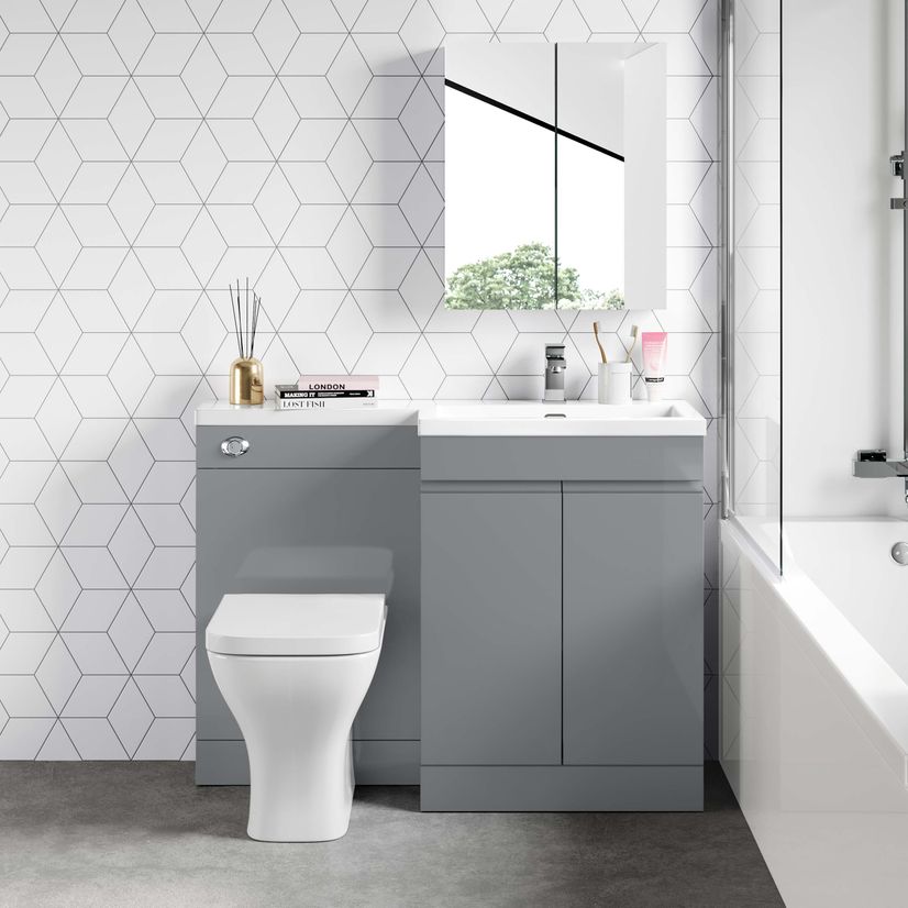 Trent Stone Grey Combination Vanity Basin and Atlanta Toilet 1100mm - Right Handed