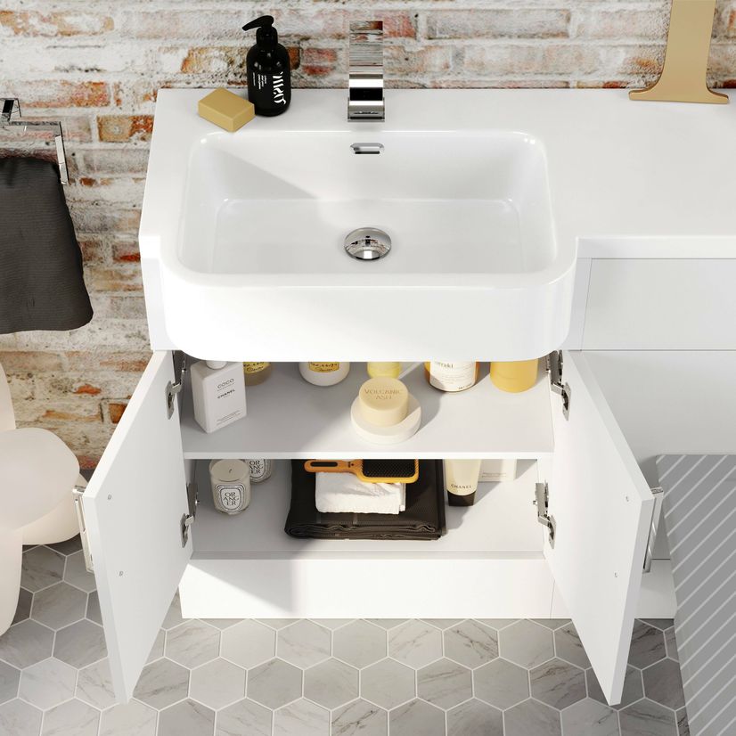 Harper Gloss White Basin Vanity and Back To Wall Toilet Unit 1200mm - Left Handed
