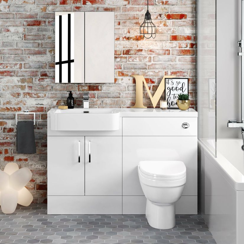 Harper Gloss White Combination Vanity Basin and Seattle Toilet 1200mm - Left Handed