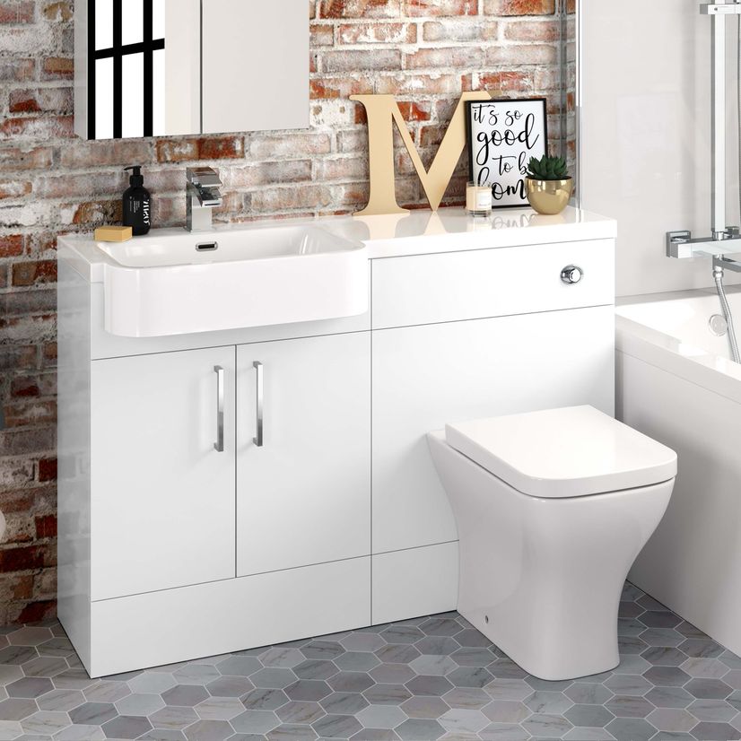 Harper Gloss White Combination Vanity Basin and Atlanta Toilet 1200mm - Left Handed