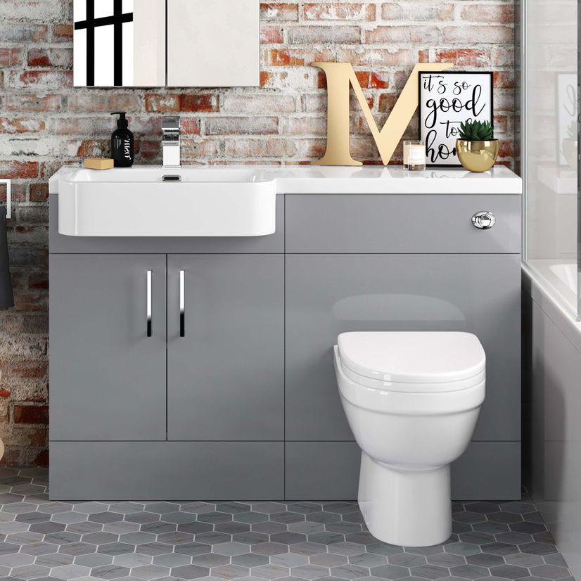 Harper Stone Grey Combination Vanity Basin and Seattle Toilet 1200mm - Left Handed