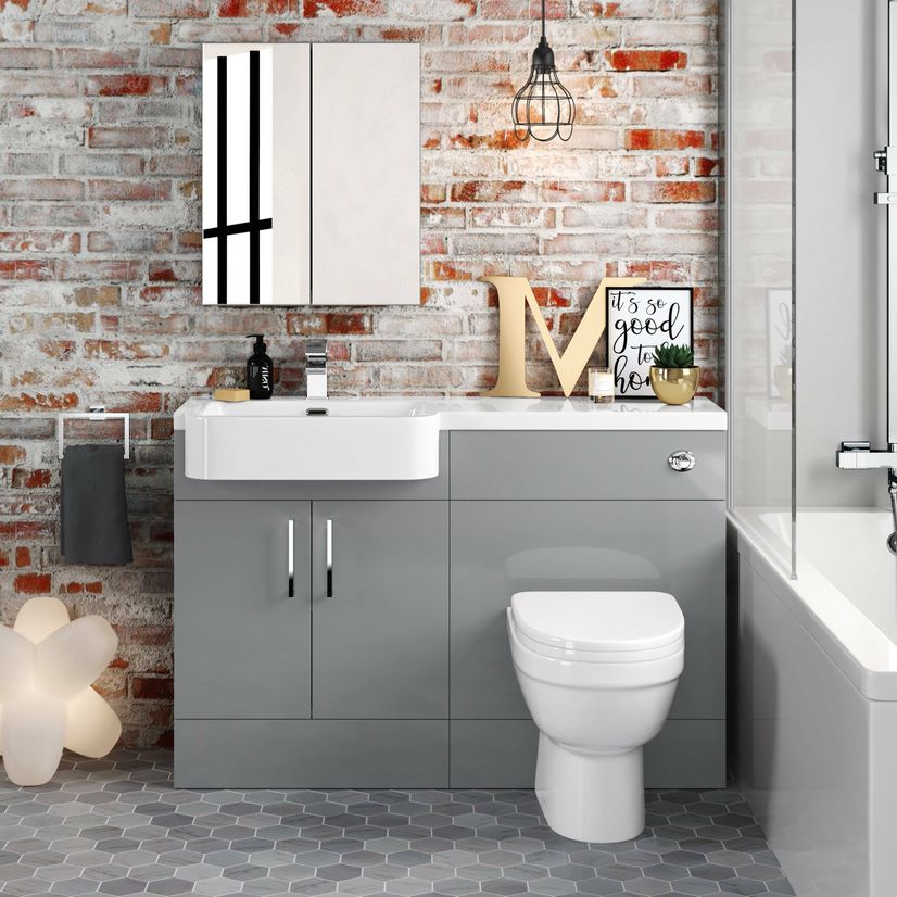 Harper Stone Grey Combination Vanity Basin and Seattle Toilet 1200mm - Left Handed