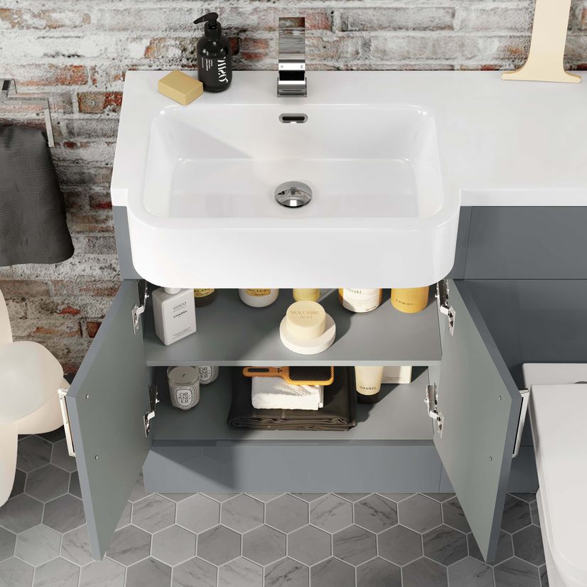 Harper Stone Grey Combination Vanity Basin and Atlanta Toilet 1200mm - Left Handed