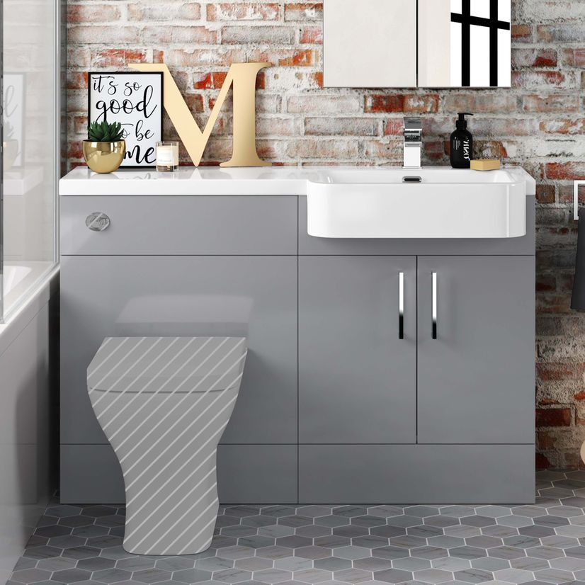 Harper Stone Grey Basin Vanity and Back To Wall Toilet Unit 1200mm - Right Handed