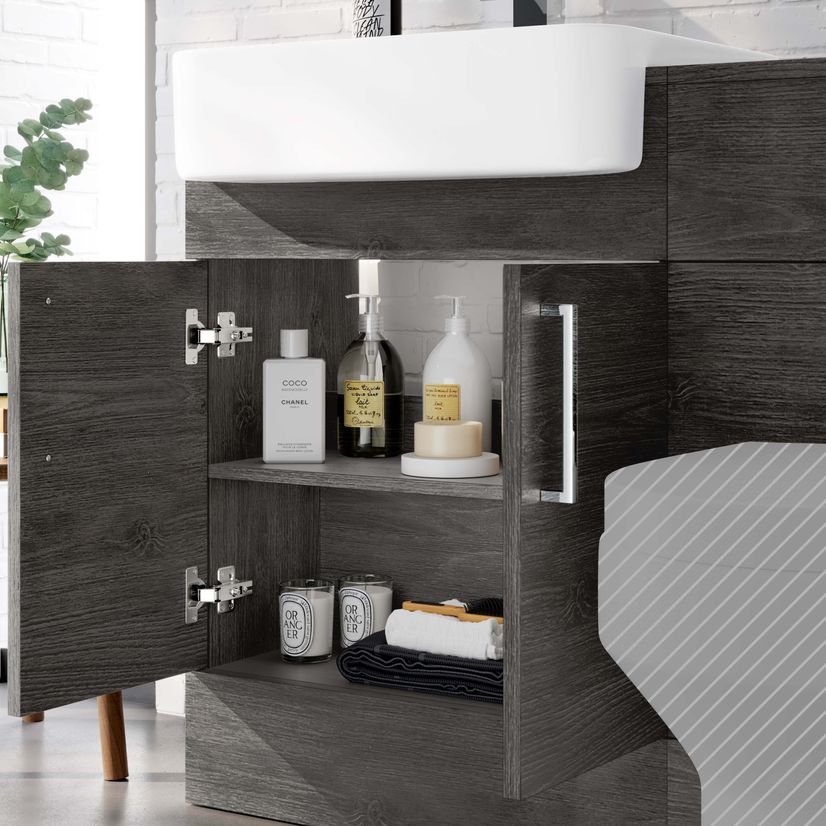 Harper Charcoal Elm Basin Vanity and Back To Wall Toilet Unit 1200mm