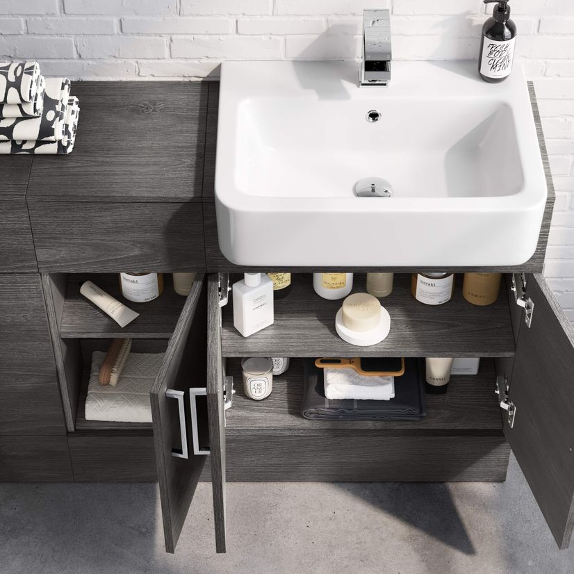 Harper Charcoal Elm Combination Vanity Basin and Seattle Toilet 1500mm