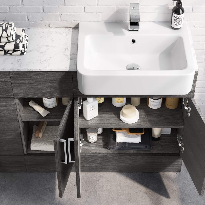 Harper Charcoal Elm Combination Vanity Basin with Marble Top 1500mm