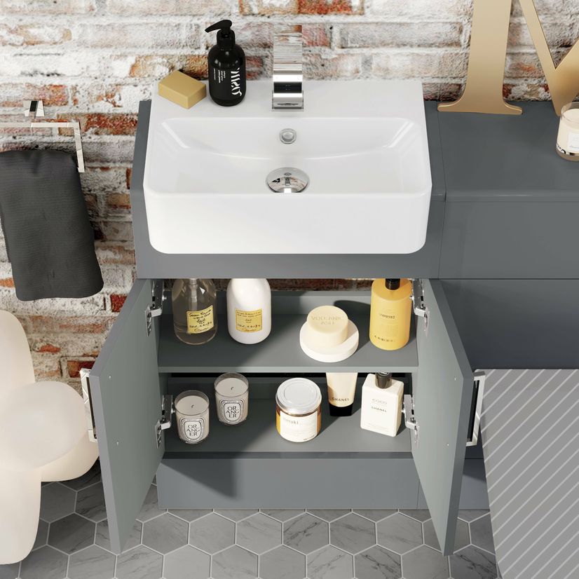 Harper Stone Grey Basin Vanity and Back To Wall Toilet Unit 1000mm