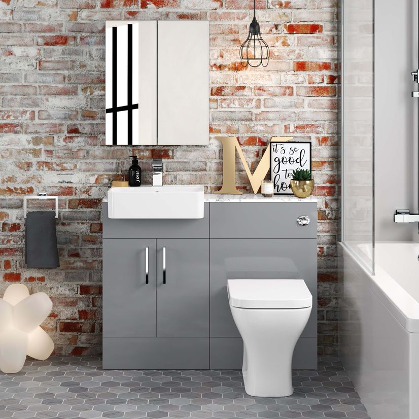 Harper Stone Grey Combination Vanity Basin with Marble Top & Atlanta Toilet 1000mm