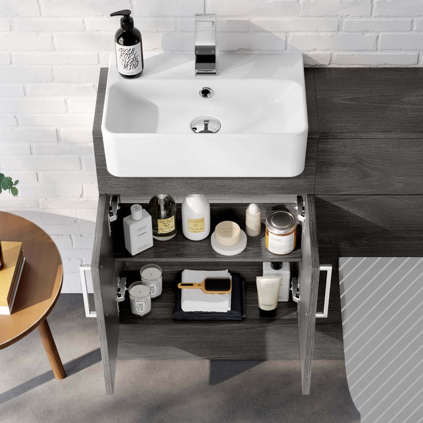 Harper Charcoal Elm Basin Vanity and Back To Wall Toilet Unit 1000mm