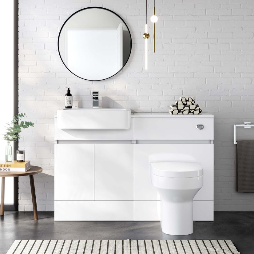 Foster Gloss White Combination Vanity Basin and Denver Toilet 1200mm