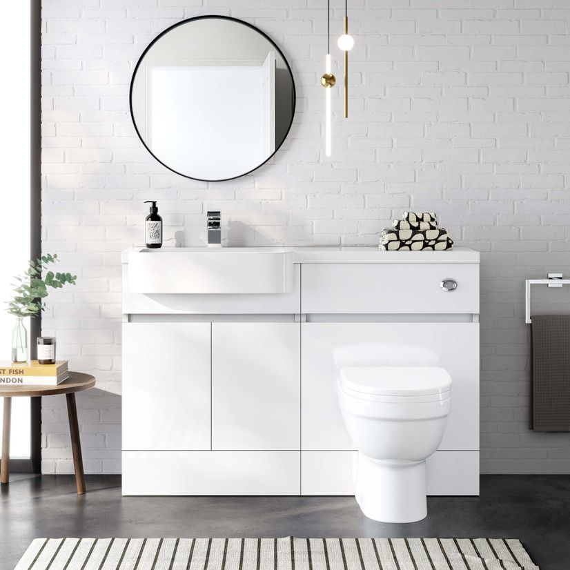 Foster Gloss White Combination Vanity Basin and Seattle Toilet 1200mm - Left Handed
